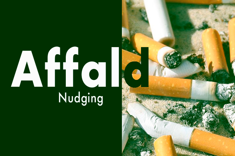 Affald og nudging. Cigaretskodder. Affald og bæredygtighed. 